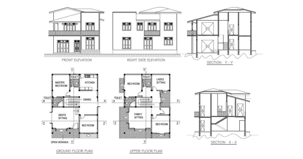 floor plan elevation sections Architectural shop drawing of house