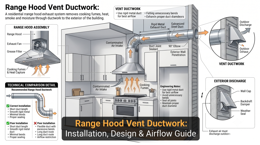 Range Hood Vent Ductwork Installation, Design & Airflow Guide