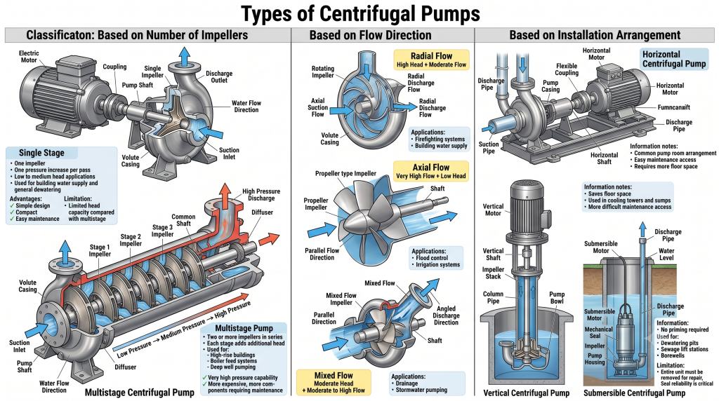 Types of Centrifugal Pumps – Complete Engineering Classification Infographic