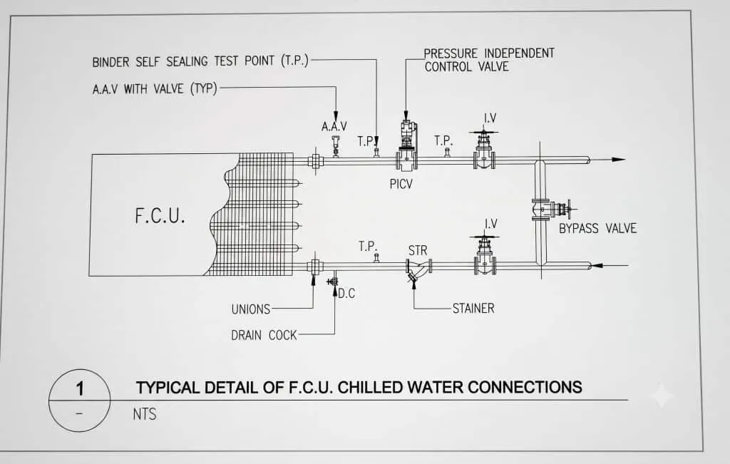 Typical details of FCU Chilled Water Connections